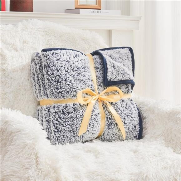 Soft Sherpa Throw Blanket Fleece Reversible Plush Fluffy Blanket, Light - Picture 3 of 7